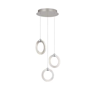 Justice Design Group Hermosa LED 3-Light Multi-Pendant - Brushed Nickel w/ Chrome Accents Finish