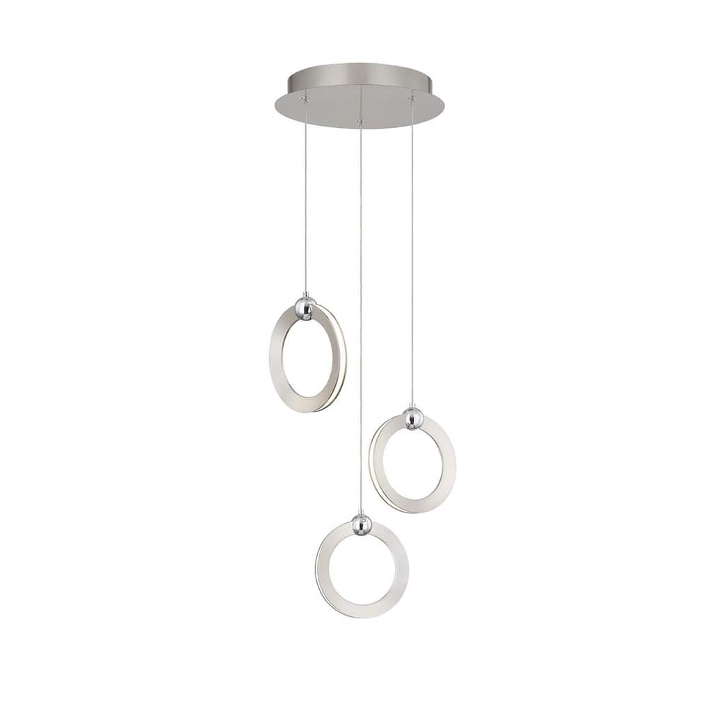 Justice Design Group Hermosa LED 3-Light Multi-Pendant - Brushed Nickel w/ Chrome Accents Finish
