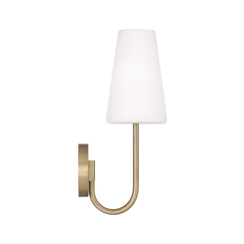 5.75" W x 17.25" H 1-Light Armed Sconce with Tapered Soft White Glass - 5.75"W x 17.25"H x 8.25"E