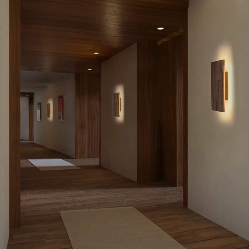 46.5" Natural Oak Rectangular Warm Light LED Wall Sconce for Living Room, Bedroom, Dining Area