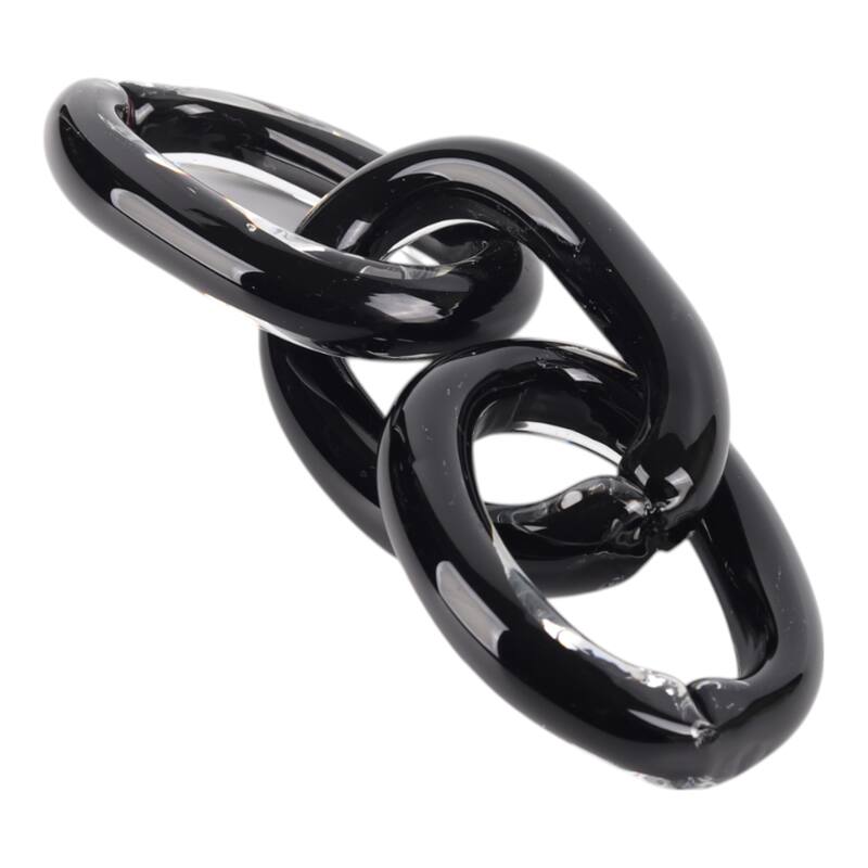 Glass Sculpture Modern Chain Link Decorative Figurine - 13" Black - 13" x 3.5" x 1"