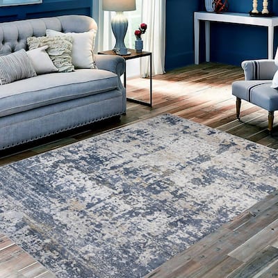 Abstract Marina Blue Beige Rug