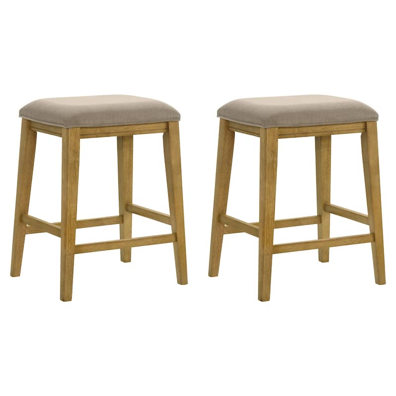 Jane Contemporary Transitional Backless Wood Counter Height Kitchen Bar Stool with Fabric Upholstered Seat
