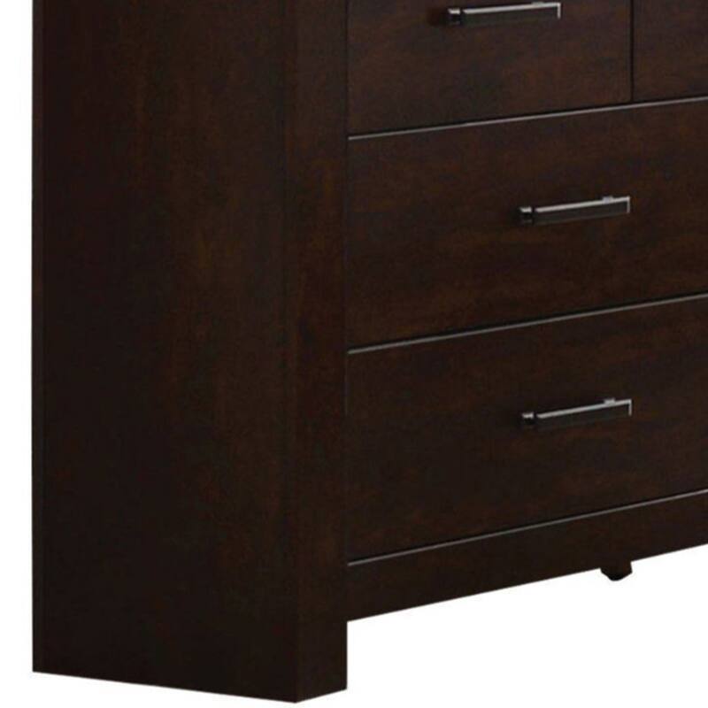 Wooden Dresser with Seven Spacious Drawers, Mahogany Brown