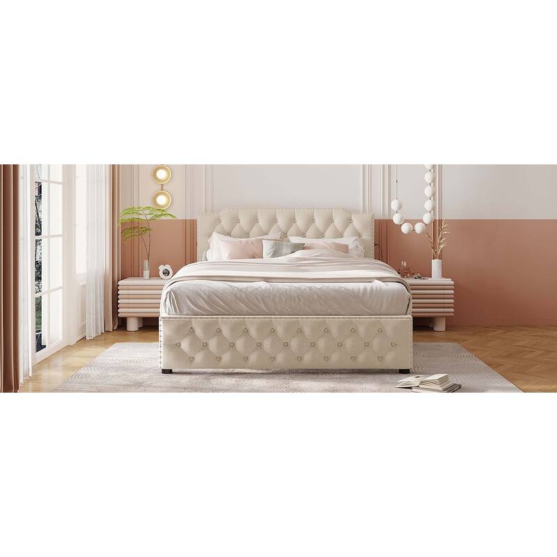 Queen Size Platform Bed with 2 Sets of USB Ports