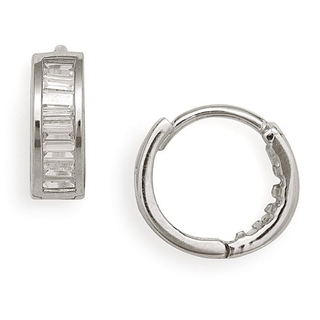 Curata 14k Gold Baguette Cubic Zirconia Hinged Hoop Clip-in Earrings