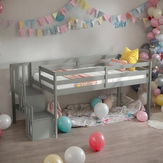 Twin Size Loft bed With Staircase And Storage Or Entertainment for home