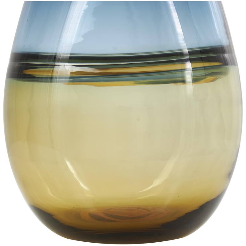 Glass Handmade Ombre Decorative Vase with Yellow Base - Blue - Roche River Decor