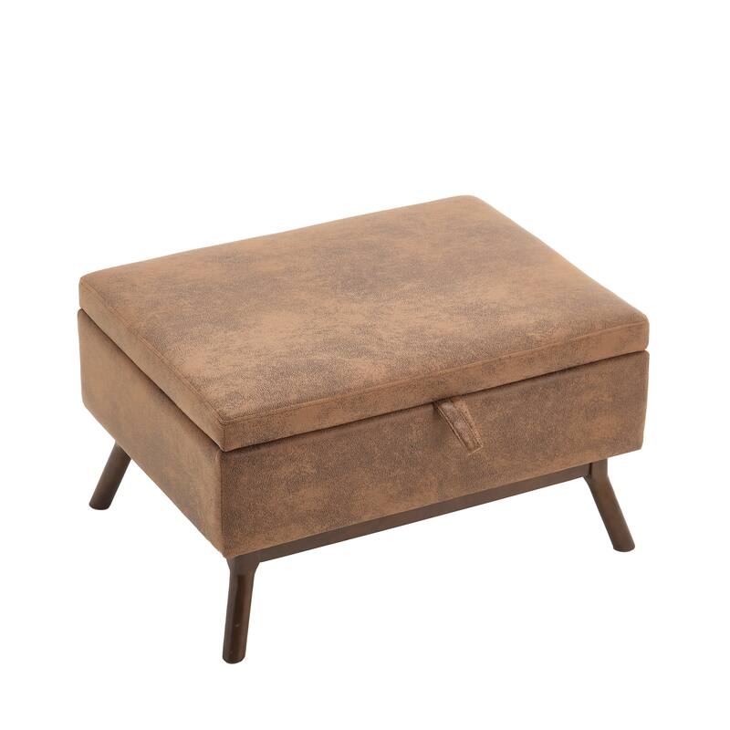 Mid-century modern square coffee table storage bench, assembled, suitable for living room