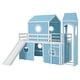 preview thumbnail 24 of 27, Playhouse Twin Size Loft Bed with Slide Pink Tent and Tower for Kids