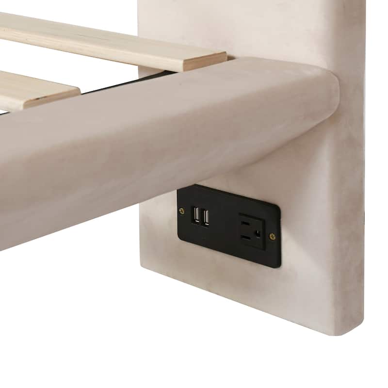 Full Size Upholstered Platform Bed with Motion Sensor Lights, USB Ports, and Floating Design, Perfect for Modern Bedrooms