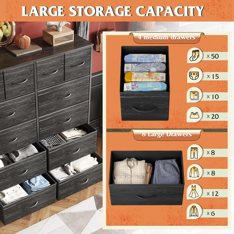Tall Dresser for Bedroom with 12 Drawers