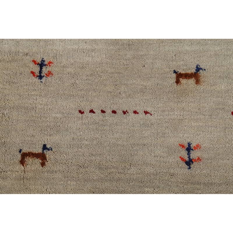 Little Animals Tribal Gabbeh Area Rug Hand-Knotted Wool Carpet - 4'7"x 6'6"