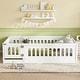 preview thumbnail 75 of 94, White Bed Frame Montessori Bed Twin Size Toddler Floor Bed with Guardrails and Door for Children Boys Girls Kids Playroom
