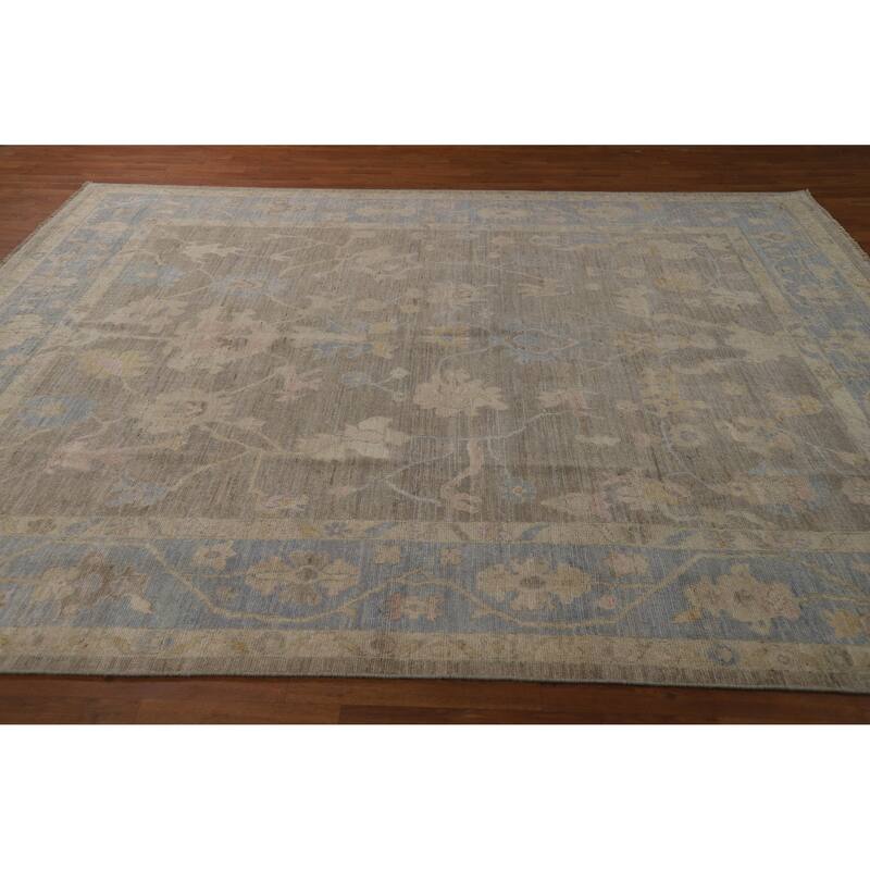 Vegetable Dye Oushak Turkish Rug Handmade Transitional Wool Carpet - 7'11"x 9'10"