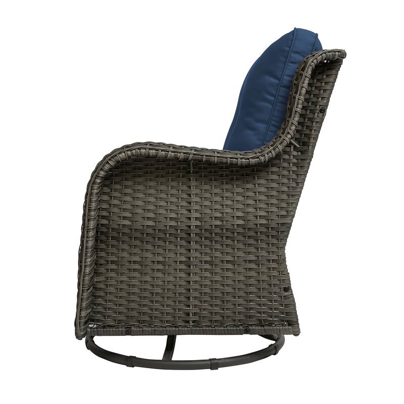 Patio Rattan Chairs Outdoor Wicker Swivel Rocker with Cushion