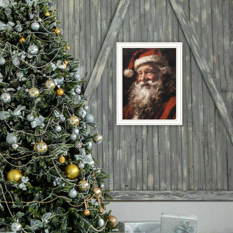 Framed Wall Art - Papa Noel, White Frame