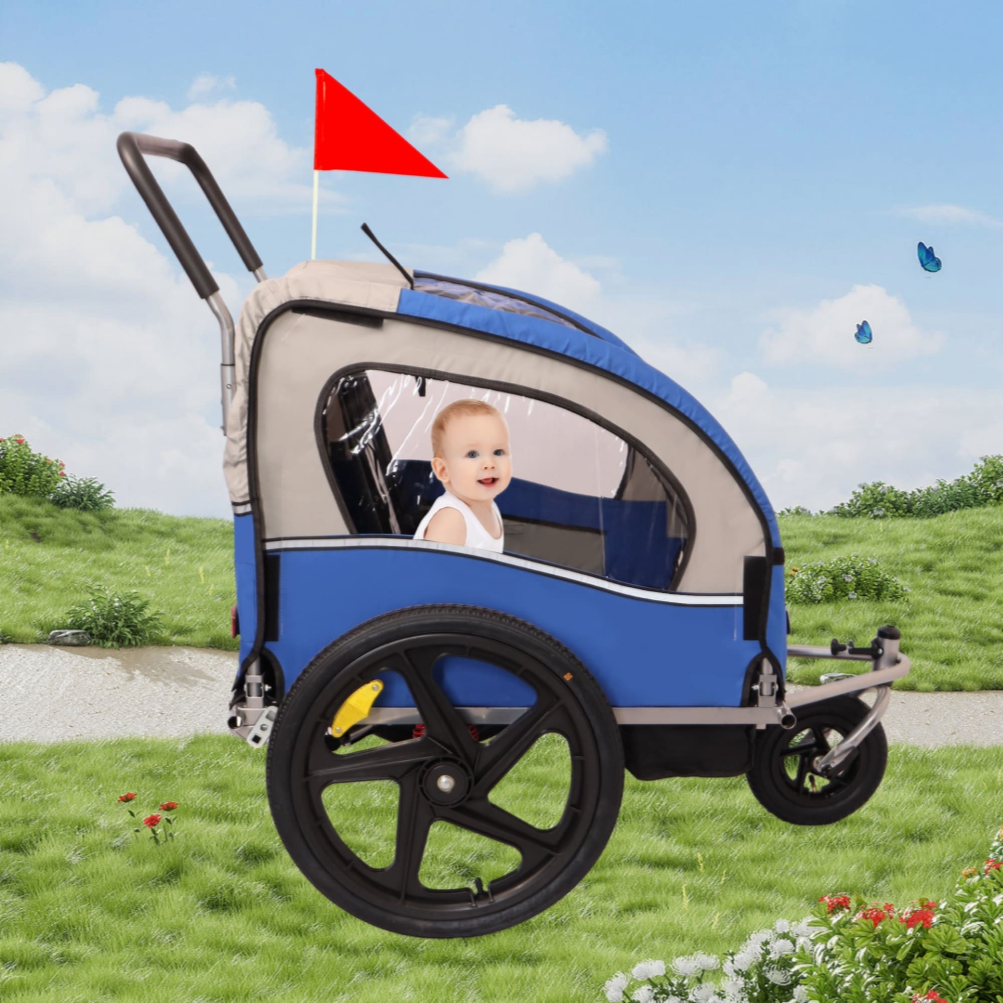 Child Seat Bike With Child Trailer In Front 2-in-1 Double Seat