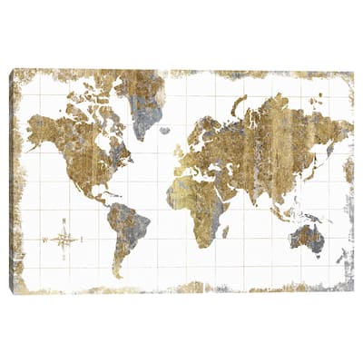 Gilded Map by Wild Apple Portfolio Canvas Art Print
