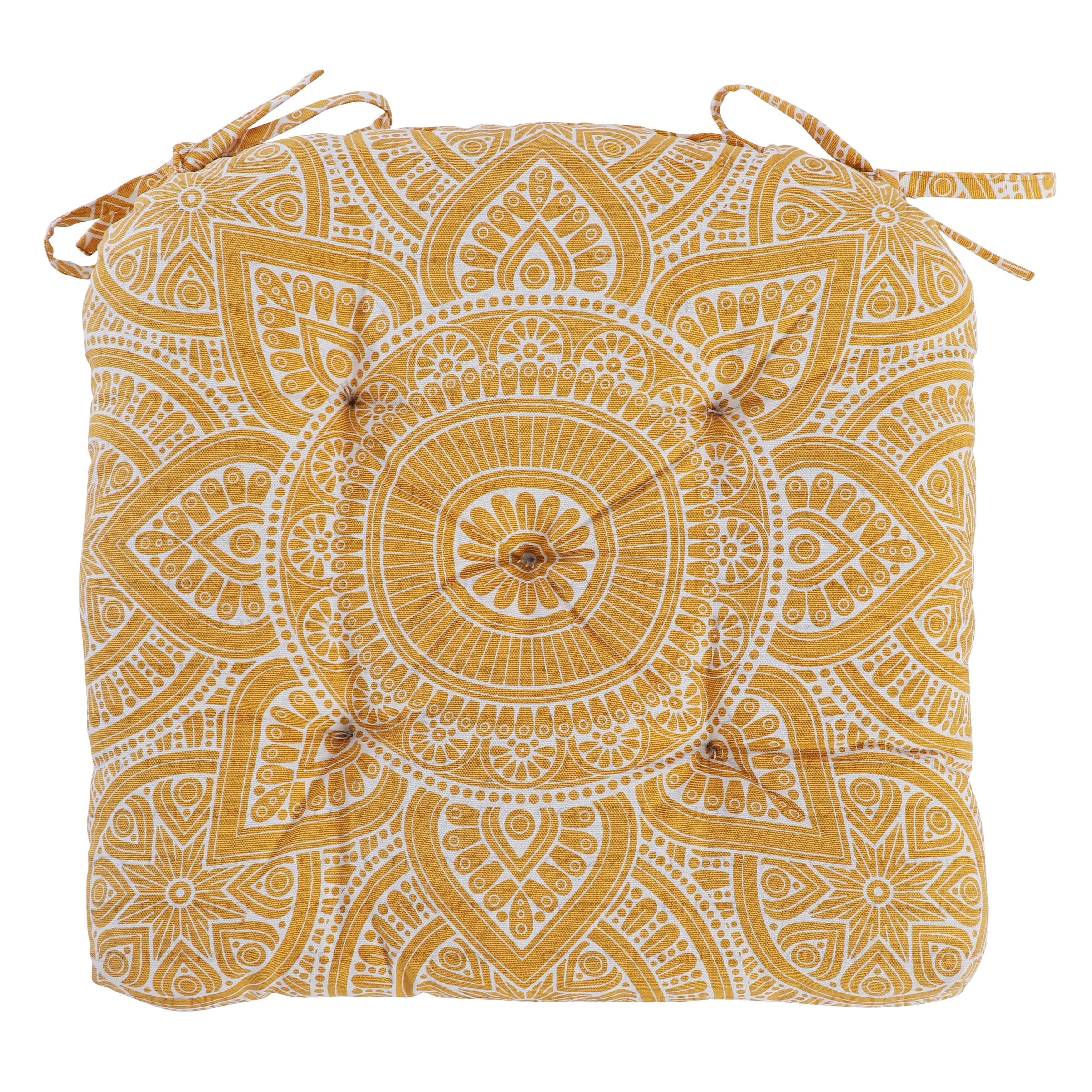 Handmade Cotton Mandala U Shaped Tuffted Thick Chair cushion pads 16''x16''  with Ties for Armchairs Dining Office Chair - Bed Bath & Beyond - 36874895