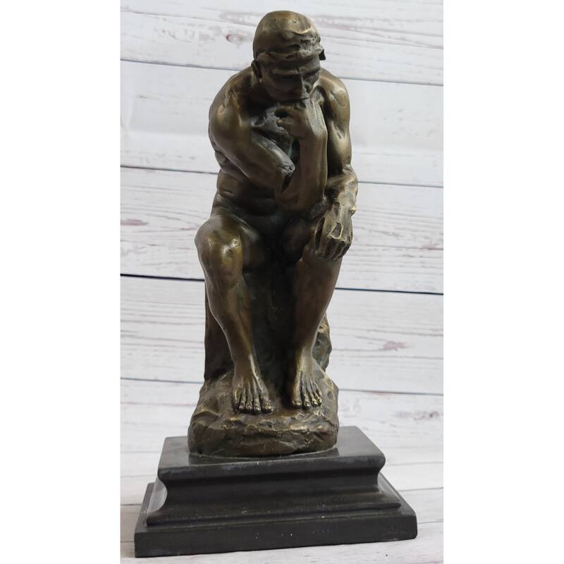 Large Rodin Famous The Thinker Bronze Marble Sculpture Art Deco Marble Figurine