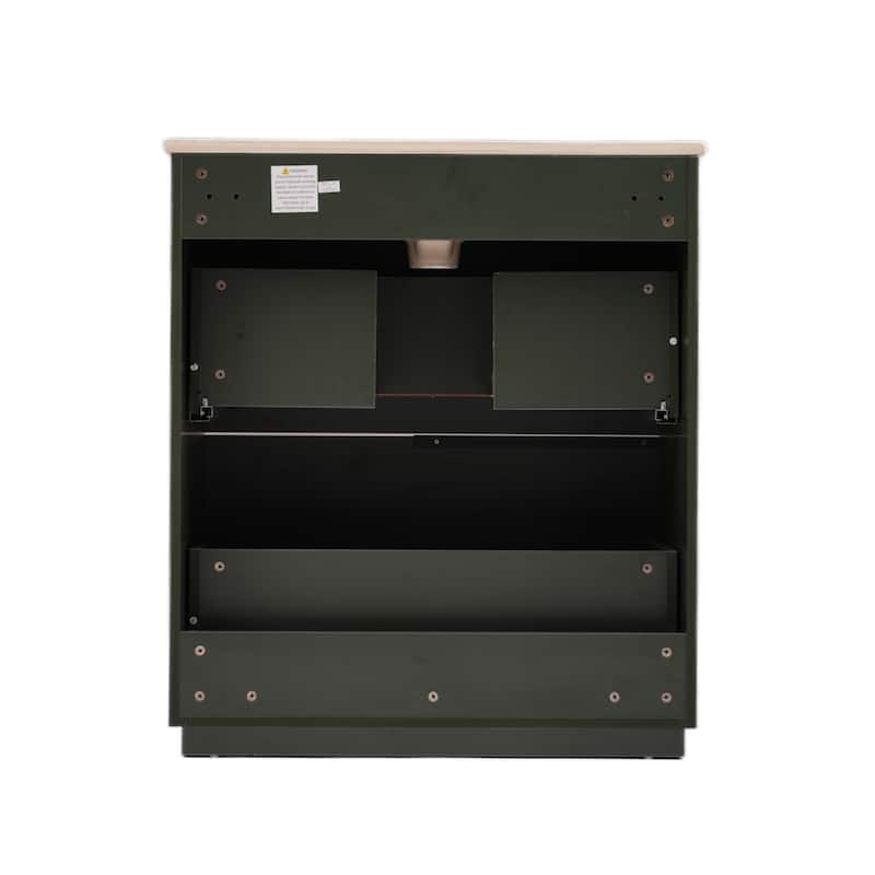 Bathroom Vanity with Ceramic Sink, Freestanding Wooden Bathroom Vanity, Bathroom Cabinet with Full-Extension Drawers
