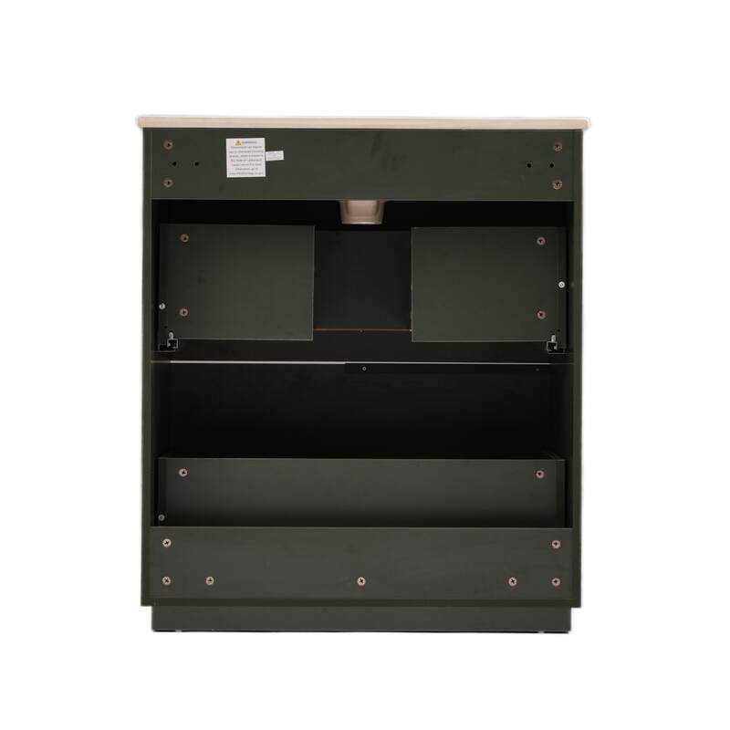 Roomfitters 30" Bathroom Vanity with Ceramic Sink, Full-Extension Soft-Close storage units and Fluted Design