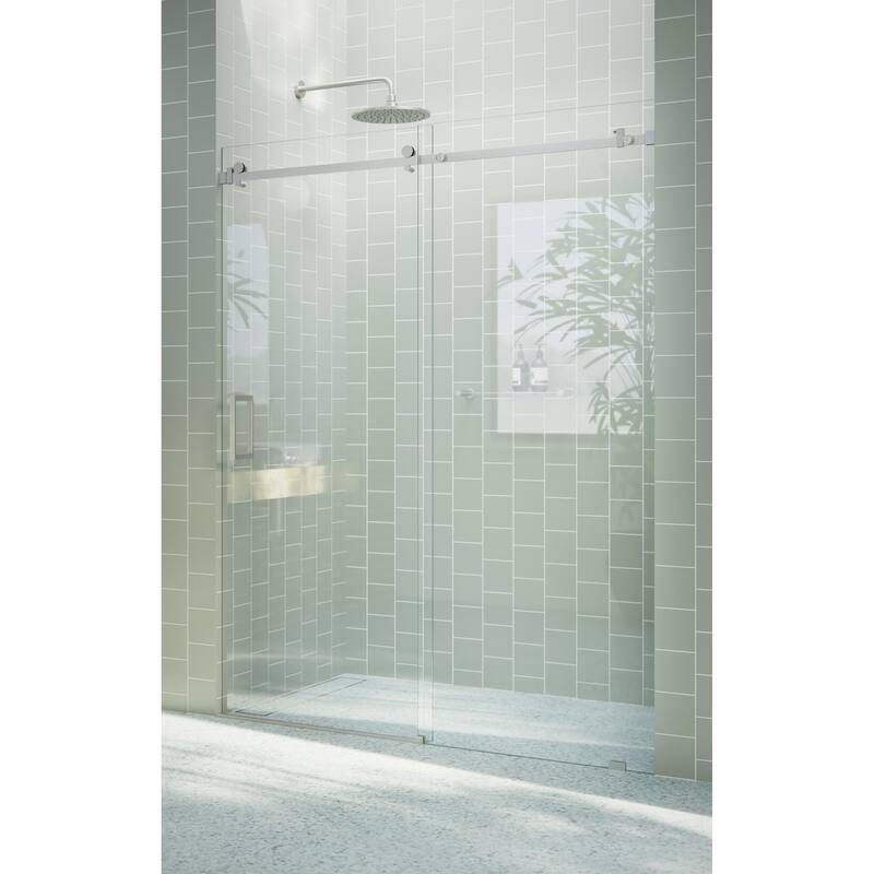 Glass Warehouse 56 in. x 78 in. Sliding Frameless Shower Door with Square Hardware