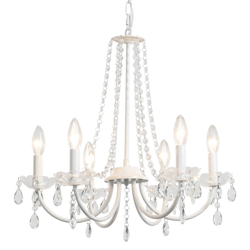 6-Light Classic Chandelier with Crystal Accents for Kitchen Study
