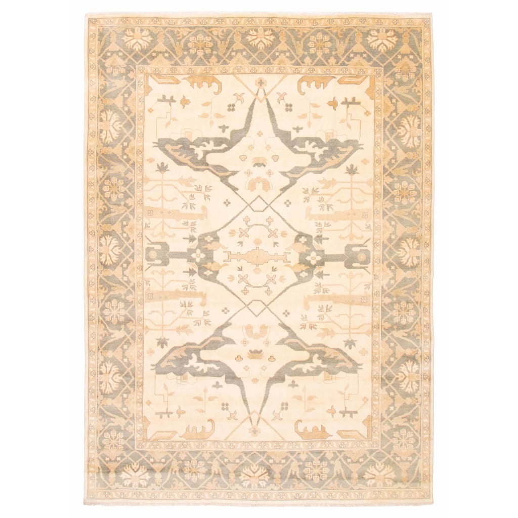ECARPETGALLERY Hand-knotted Royal Oushak Ivory Wool Rug - 8'10 x 12'2