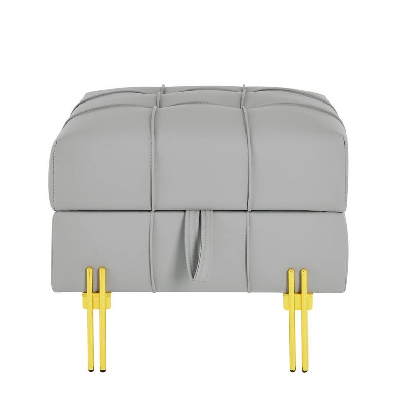 22" Anti-scratch Leather Storage Ottoman,Pet Friendly Entryway Bench