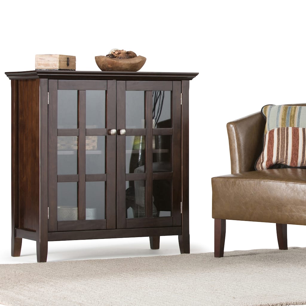 WYNDENHALL Normandy SOLID WOOD 35 inch Wide Transitional Low Storage Cabinet - 35"w x 15.5"d x 36" h