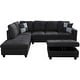 preview thumbnail 3 of 2, 3-Pieces Sectional Sofa Set,Left Facing,Black Grey Linen(125A)