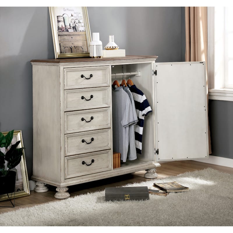Dileep Transitional Mirrored Door 5-Drawer Armoire by Furniture of America