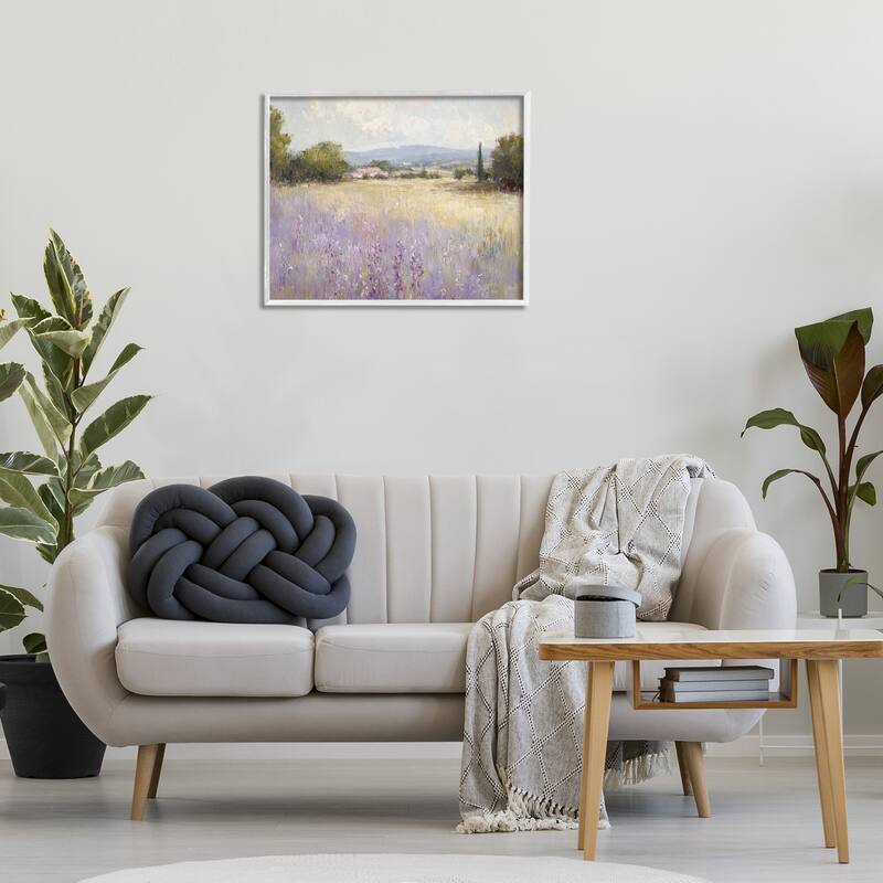Stupell Lavender Farmland Meadow Framed Giclee Art Design By Petal Prints Design