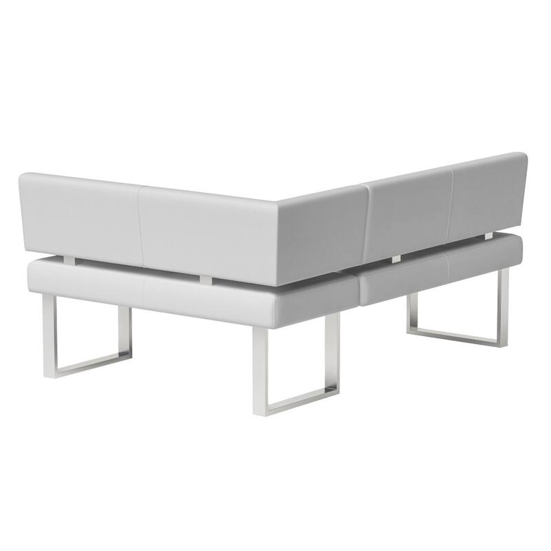 Somette Lillian Gloss White Dining Set with Nook and Bench