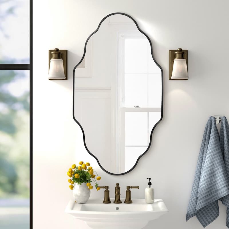 Scalloped Aluminum Alloy Framed Irregular Wall Mirror