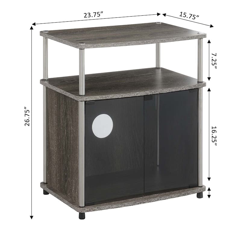 Convenience Concepts Designs2Go TV Stand with Black Glass Storage Cabinet and Shelf for TVs up to 26 Inches