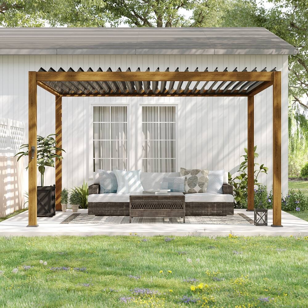 BONOSUKI Outdoor Louvered Pergola with Aluminum Frame for Modern Patio Living