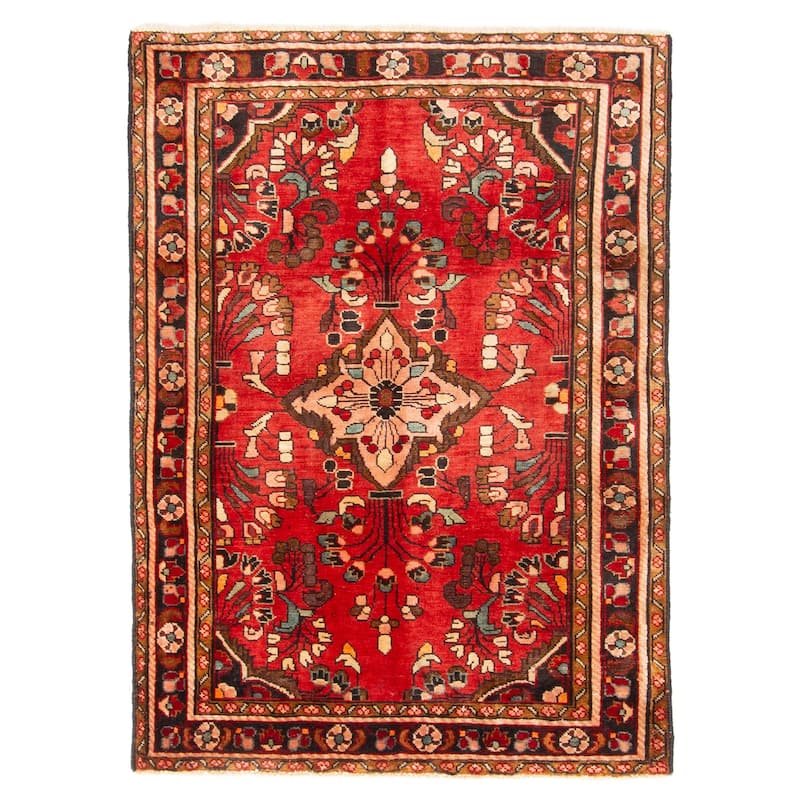ECARPETGALLERY Hand-knotted Anadol Red Wool Rug - 3'7 x 4'11