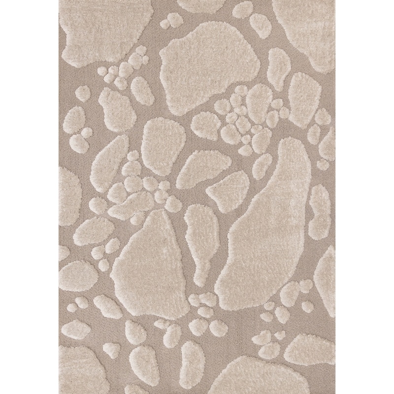 Luxurious Taupe Sand Stepping Stones High-Low Textured Rug
