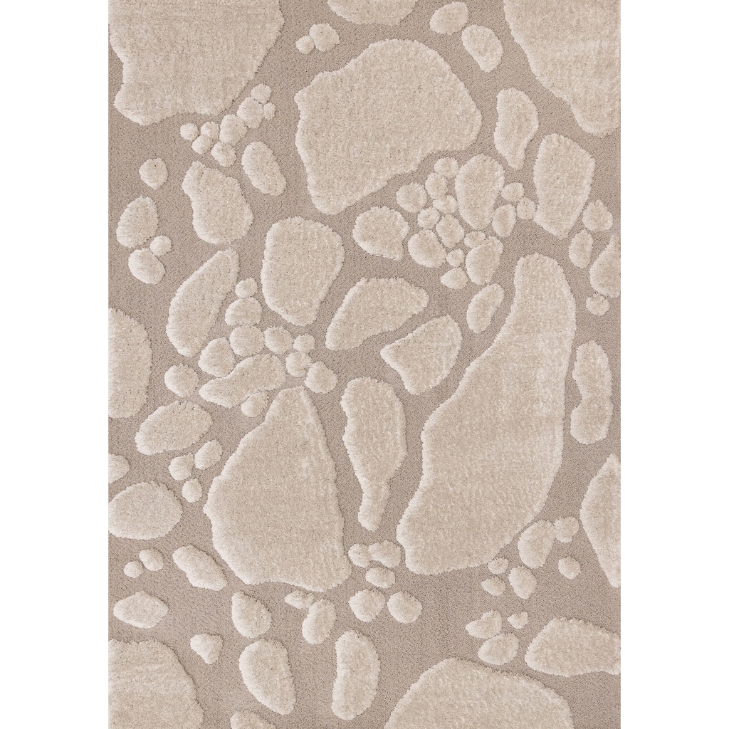 Luxurious Taupe Sand Stepping Stones High-Low Textured Rug