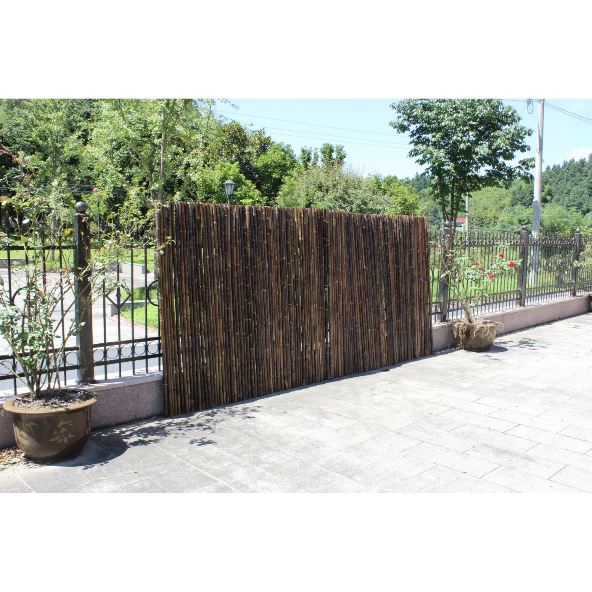 4 ft x 8 ft Natural Full Round Rolled Bamboo Privacy Fence