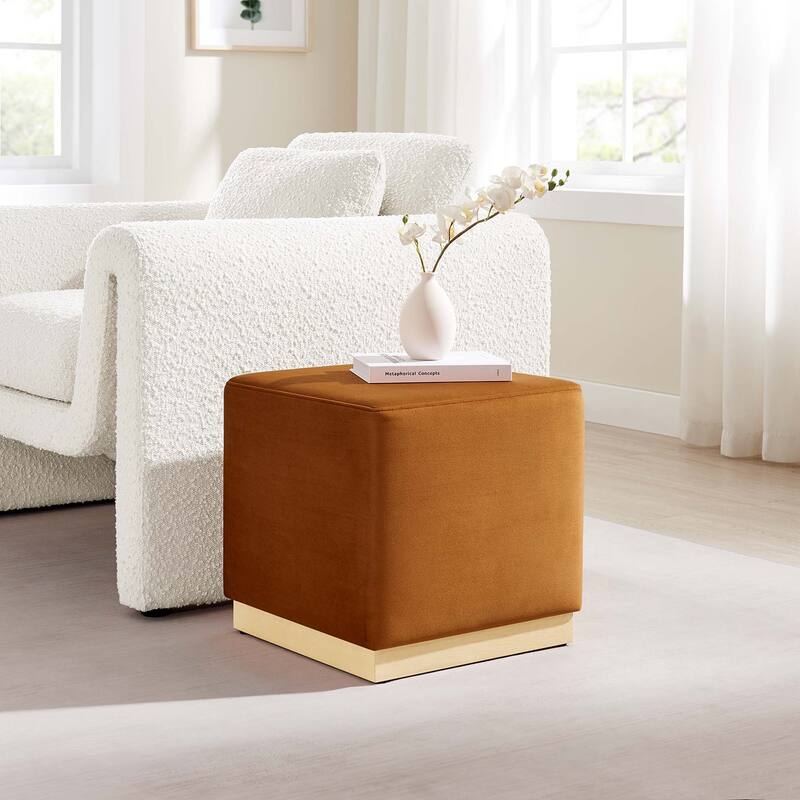Tilden 17"/28" Square Performance Velvet Upholstered Ottoman