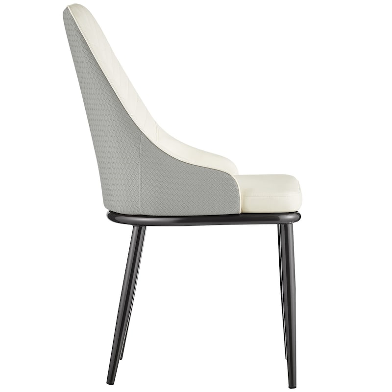 Faux Leather Upholstered Dining Chairs with Woven Back, Set of 2 - 18.11"W x 21.26"D x 36.61"H