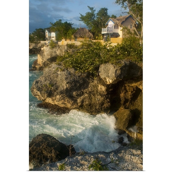 "Caves Hotel cottages on West End cliffs seen from Negril Point Lighthouse" Poster Print