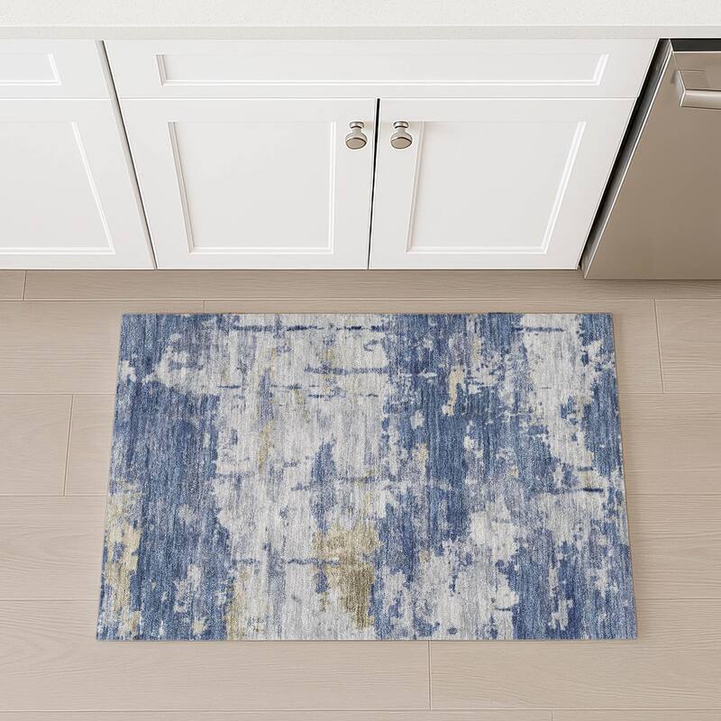 Machine Washable Indoor/ Outdoor Crouppen Modern Chantille Rug