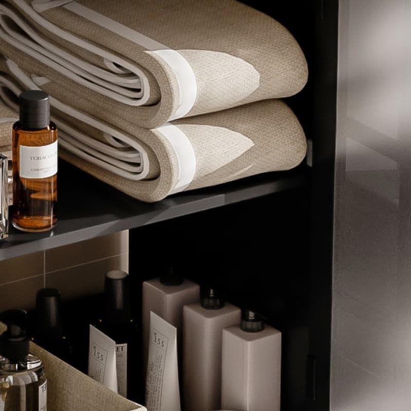 Bathroom Vanity with Ceramic Sink, Bathroom Vanity Cabinet with Tempered Blurred Glass and Matte Black Handles