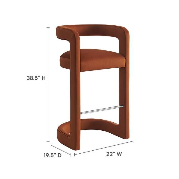 dimension image slide 5 of 6, Winslow Performance Velvet Bar Stool