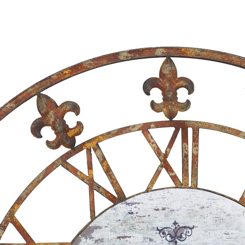 Metal 36-inch Fleur-de-lis Decorative Clock